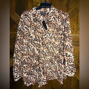 NEW Investments Woman Olivia Layered Animal Print Blouse Plus Size 3X
